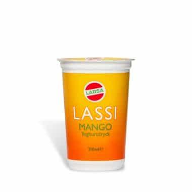 Produktbild på Lassi Mango från Larsa i 250ml tetra förpackning.