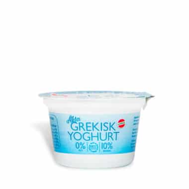 Produktbild på Äkta grekisk yoghurt fettfri från Larsa i 150g bägare.